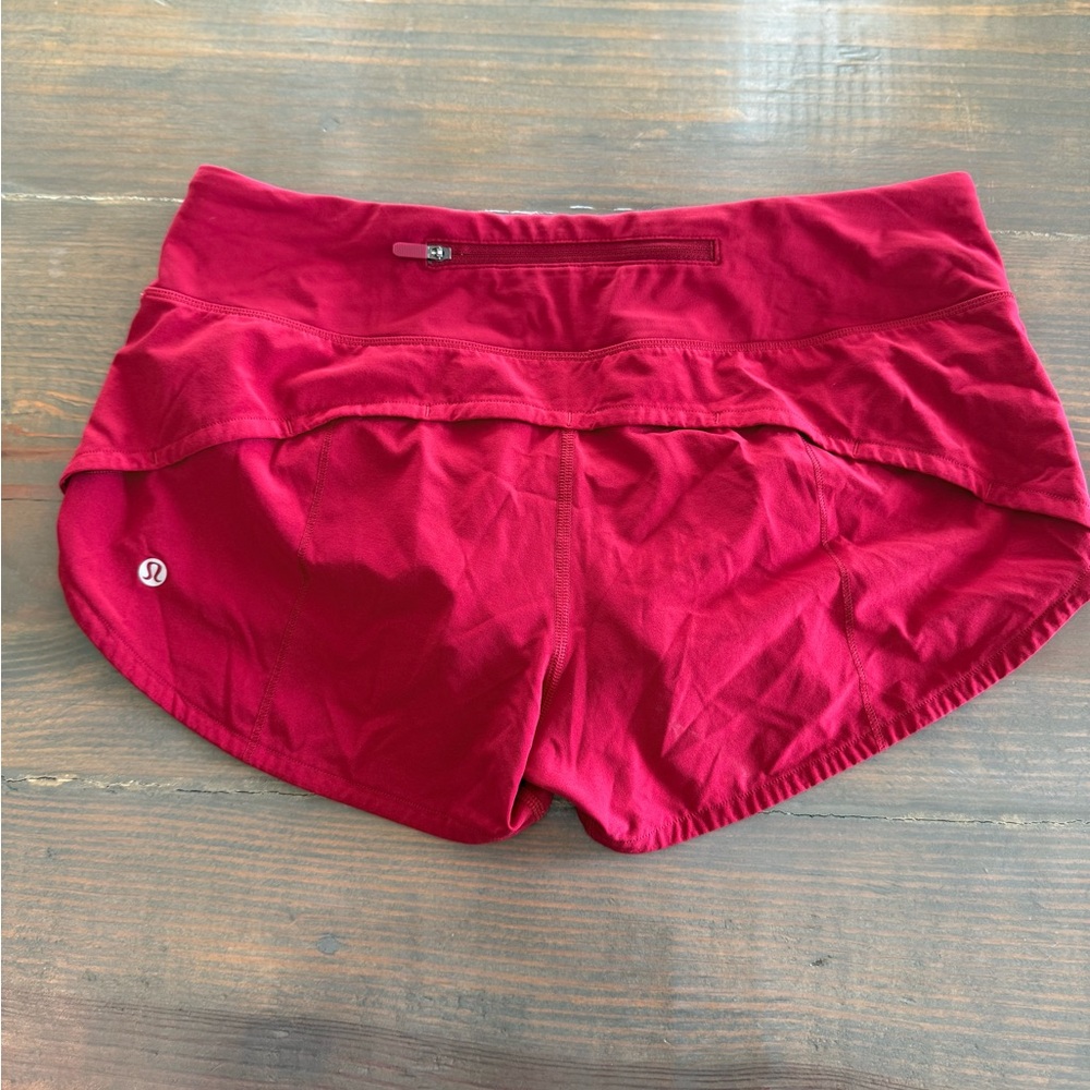 lululemon athletica red running shorts